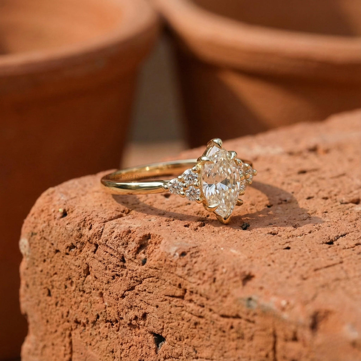 Marquise Diamond Cluster Engagement Ring