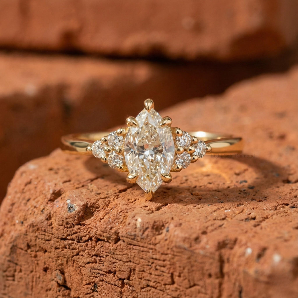 Marquise Diamond Cluster Engagement Ring