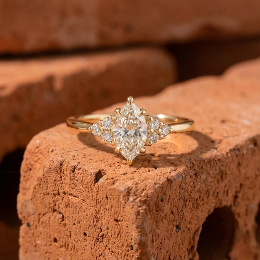 Marquise Diamond Cluster Engagement Ring