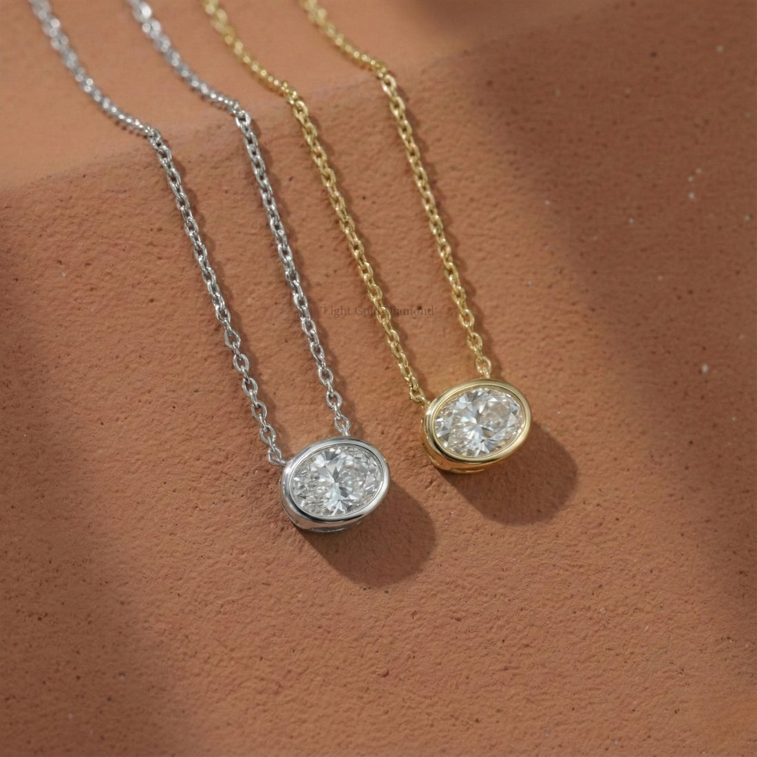 Oval Cut Lab Grown Diamond East West Pendant Necklace For Gift