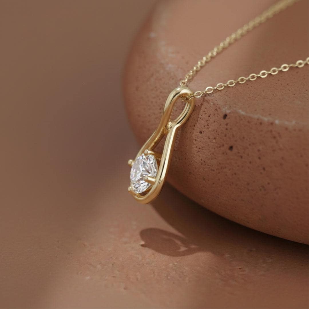 Round Cut Lab Grown Diamond Dainty Pendant