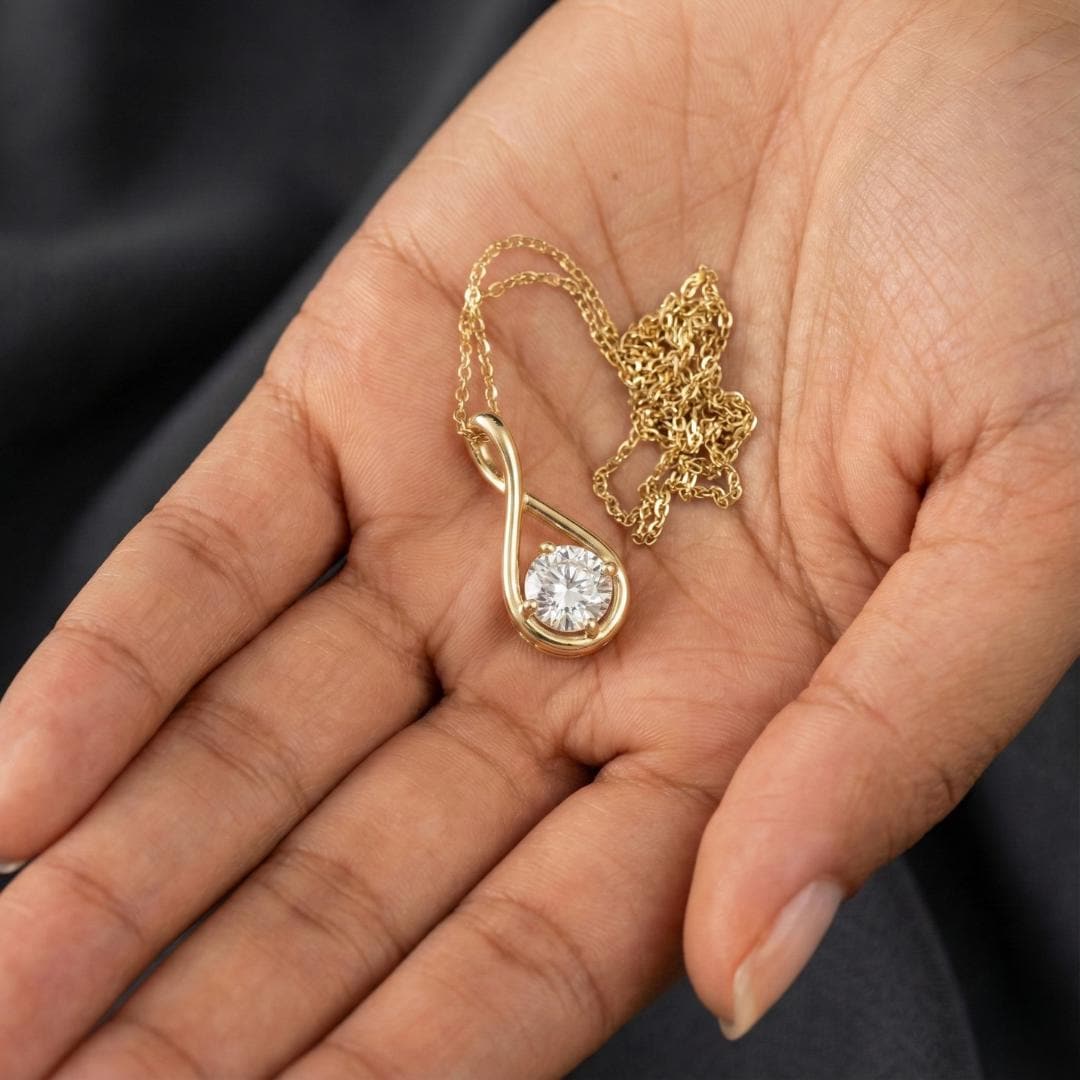 Round Cut Lab Grown Diamond Dainty Pendant