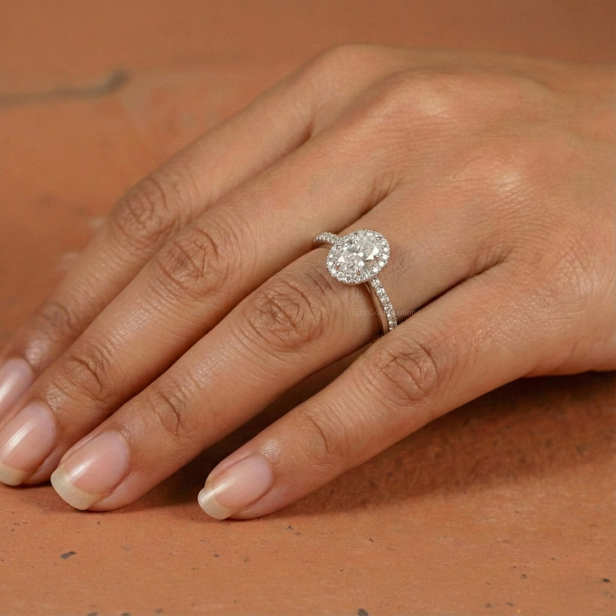 Oval Cut Lab Grown Diamond Halo Engagement Ring