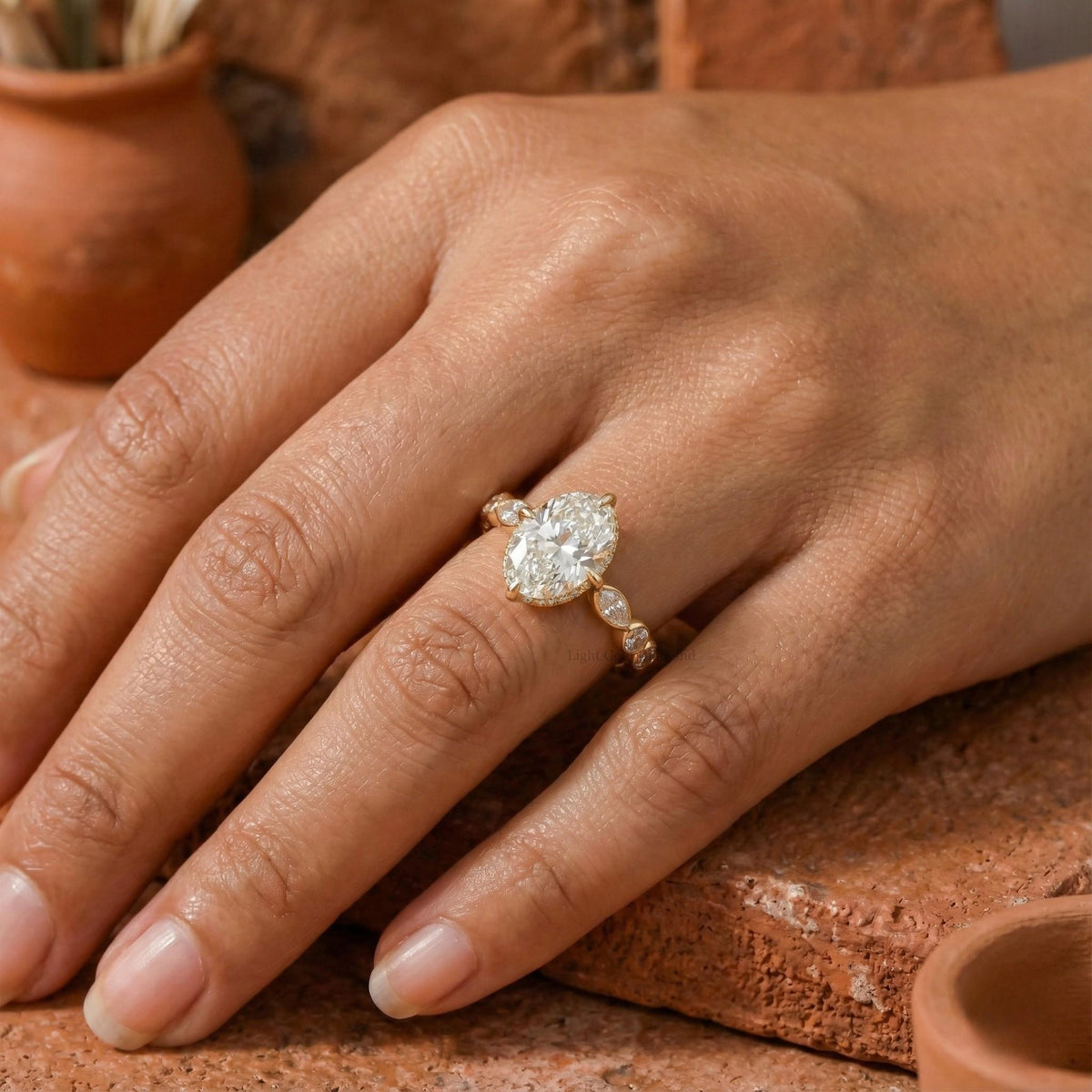Oval Lab Grown Diamond Hidden Halo Ring