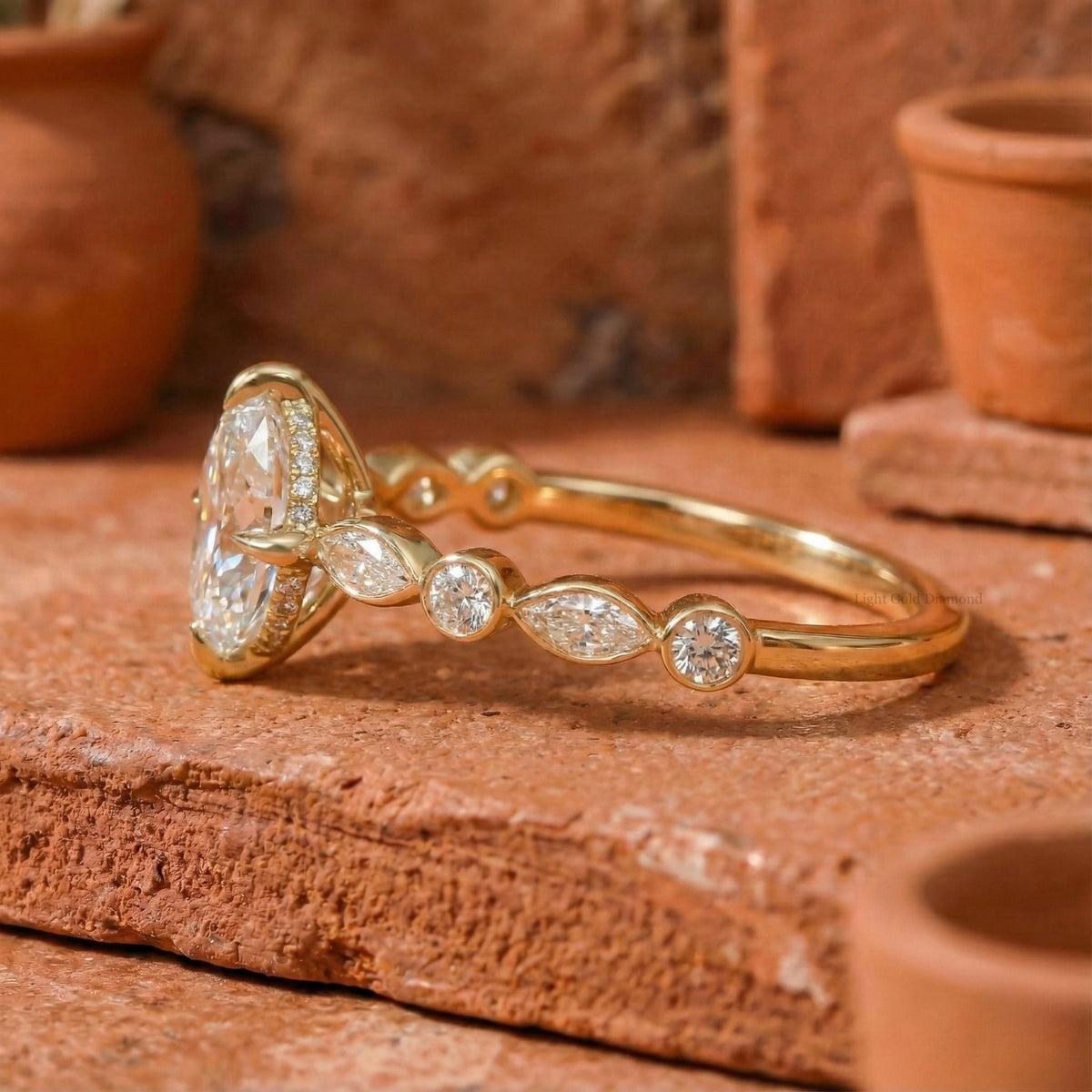 Oval Lab Grown Diamond Hidden Halo Ring