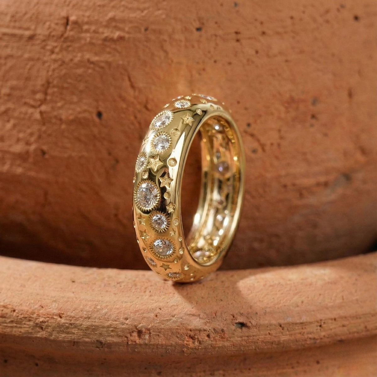 Round Cut Lab Grown Diamond Starburst Band