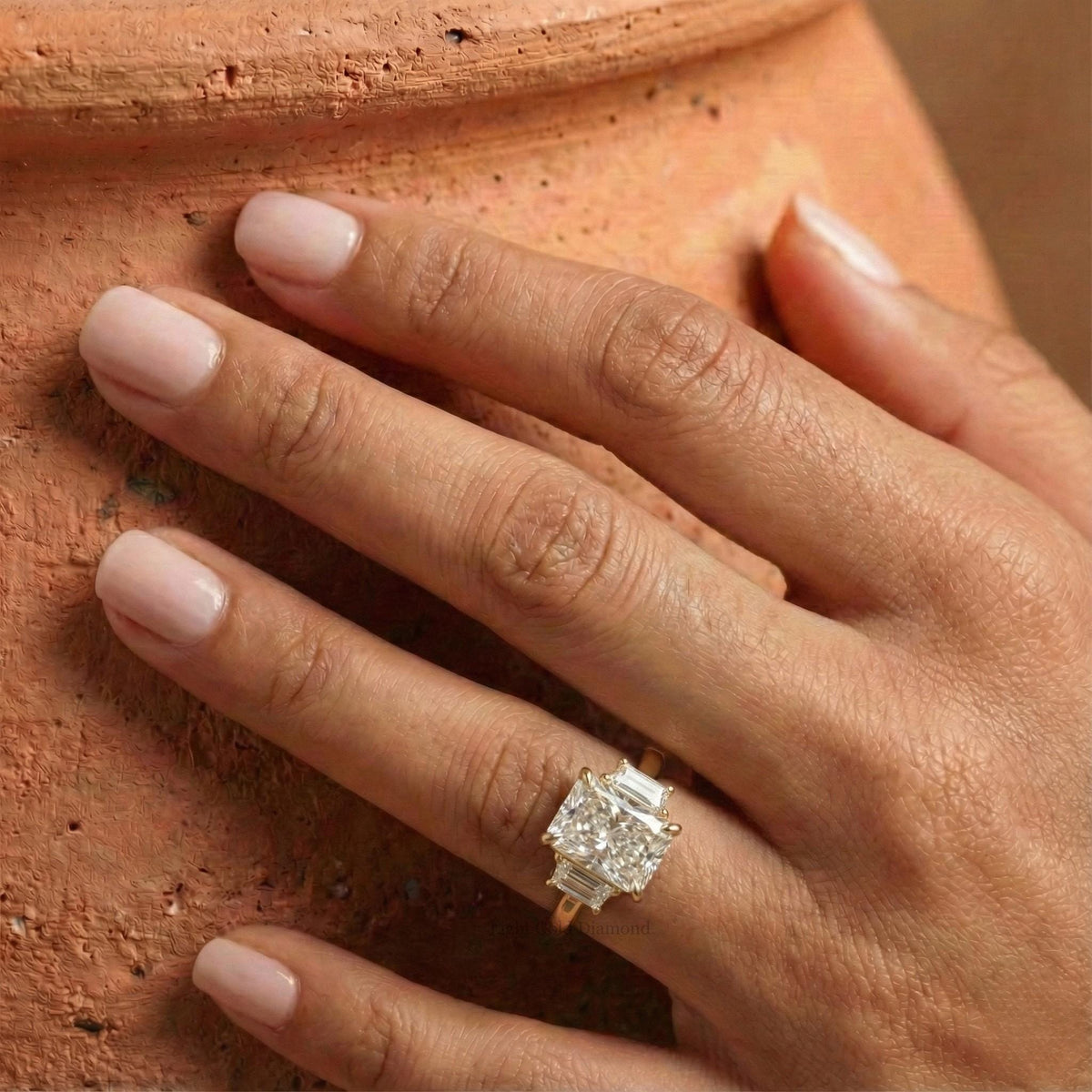 Radiant Cut Lab Grown Diamond Three Stone Ring