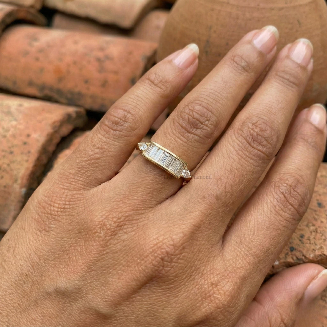 Baguette Lab Diamond Wedding Ring