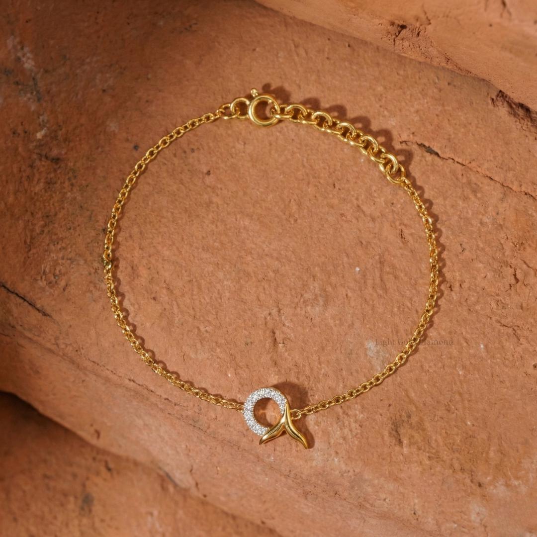 Round Cut Lab Grown Diamond Open Circle Bracelet