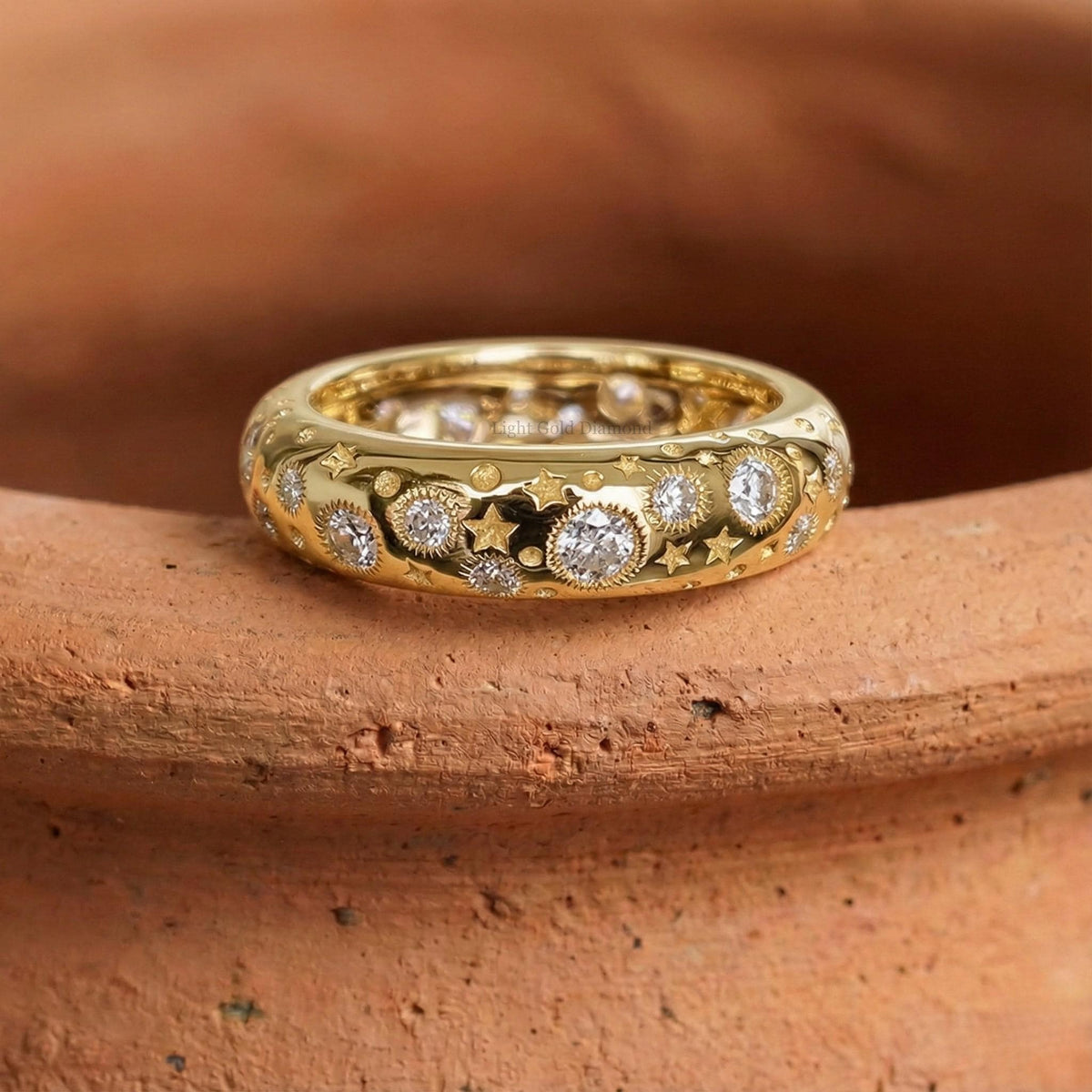 Round Cut Lab Grown Diamond Starburst Band