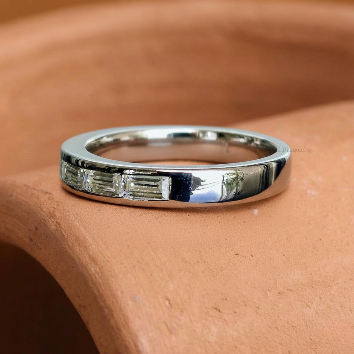 Baguette Cut Lab Grown Diamond Half Eternity Band