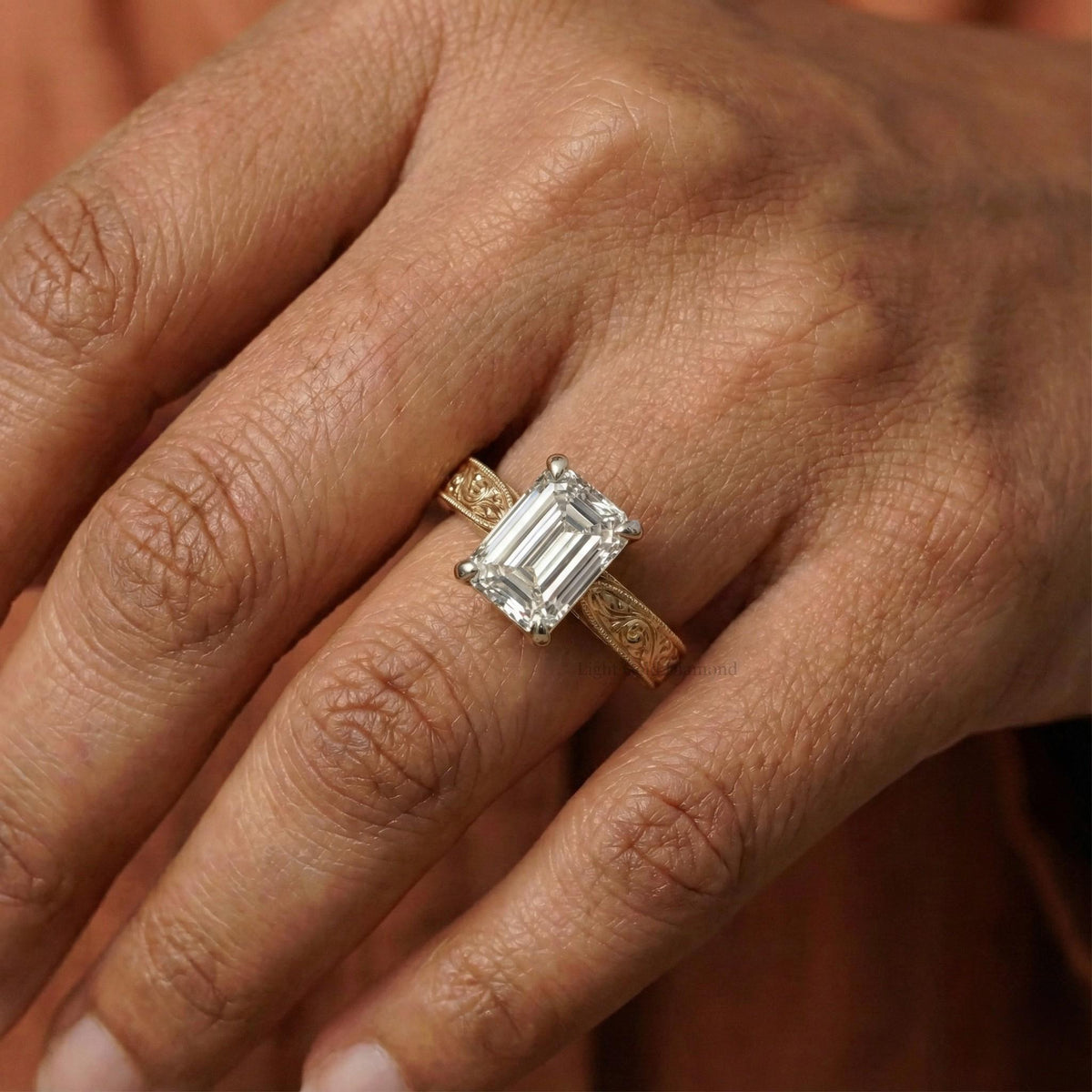 1 To 5 CT Emerald Cut Lab Grown Diamond Engagement Ring