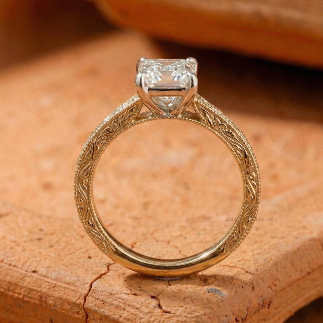 1 To 5 CT Emerald Cut Lab Grown Diamond Engagement Ring