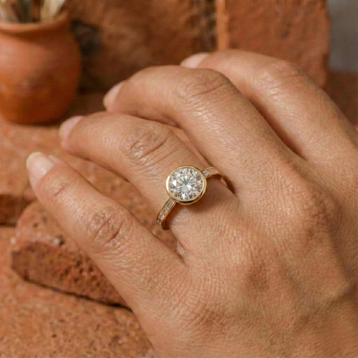 1.00 To 5.00 CT Round Cut Lab Grown Diamond Bezel Set Ring