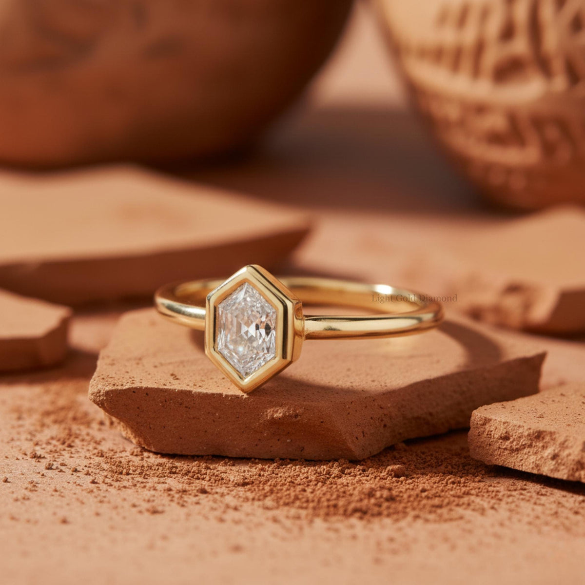 1.00 CT Hexagon Lab-Grown Diamond Ring For Wedding Gift