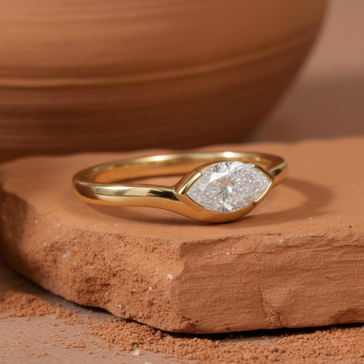 Marquise Cut Lab Grown Diamond East West Solitaire Ring