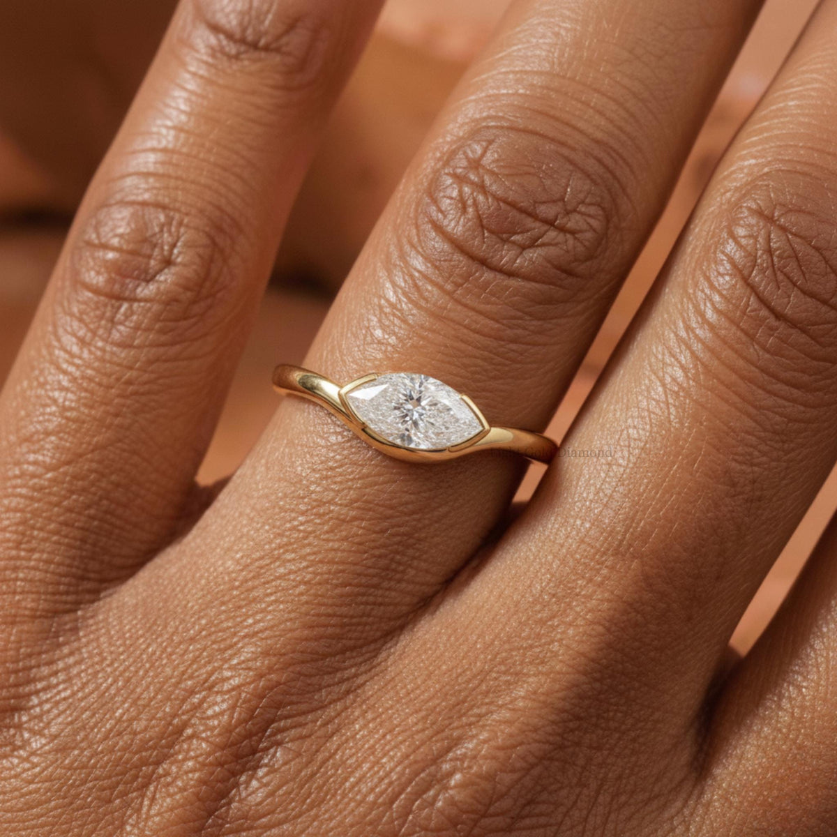 Marquise Cut Lab Grown Diamond East West Solitaire Ring