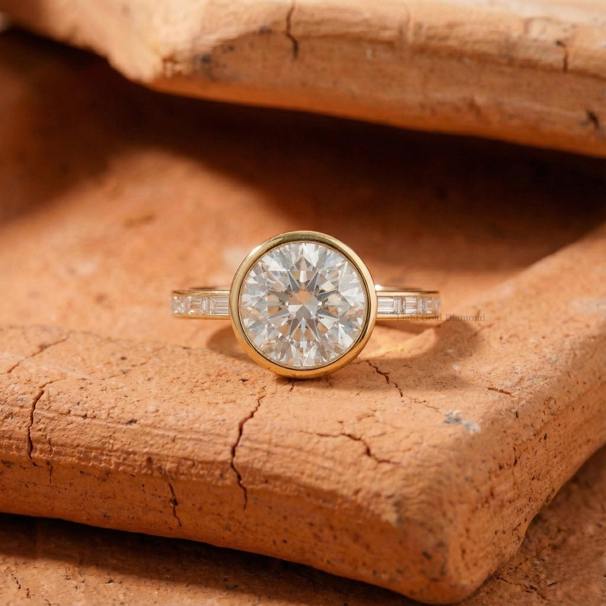 1.00 To 5.00 CT Round Cut Lab Grown Diamond Bezel Set Ring