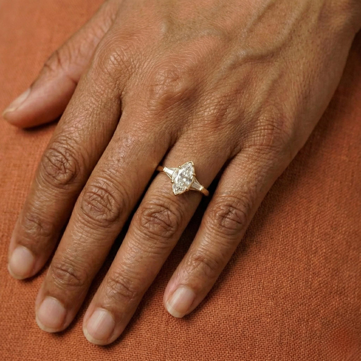 Marquise Cut Lab Grown Diamond Three Stone Ring