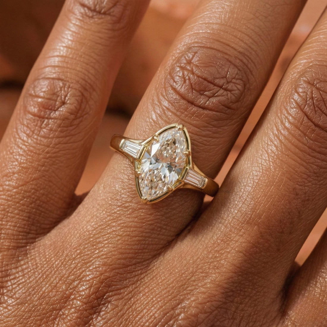 Marquise Cut Lab Grown Diamond Three Stone Ring