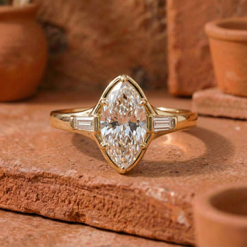 Marquise Cut Lab Grown Diamond Three Stone Ring