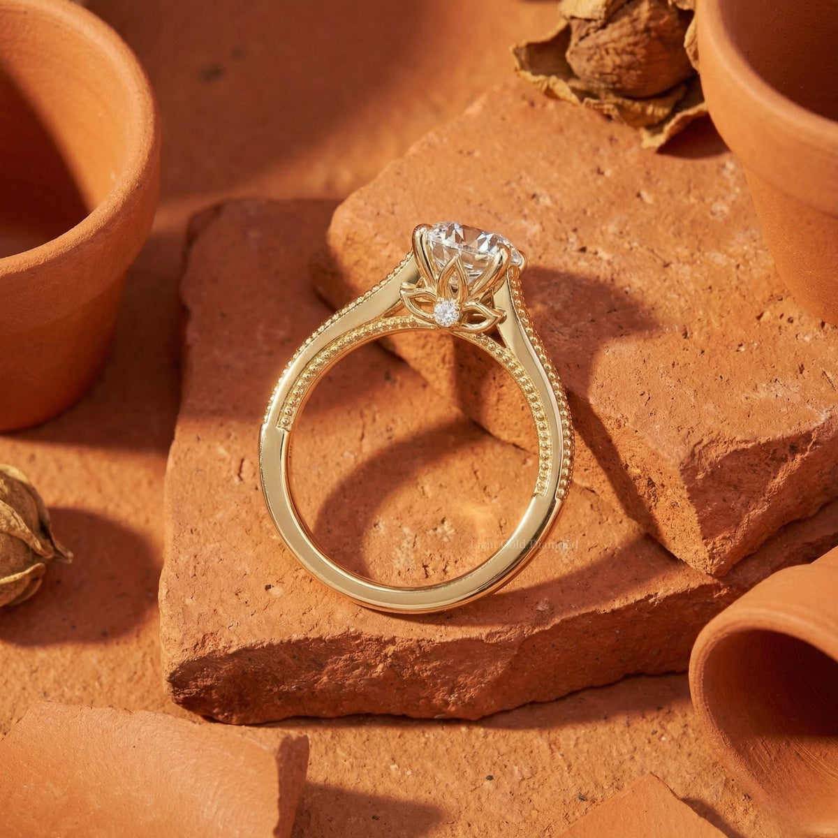 Filigree Oval Lab Grown Diamond Solitaire Ring