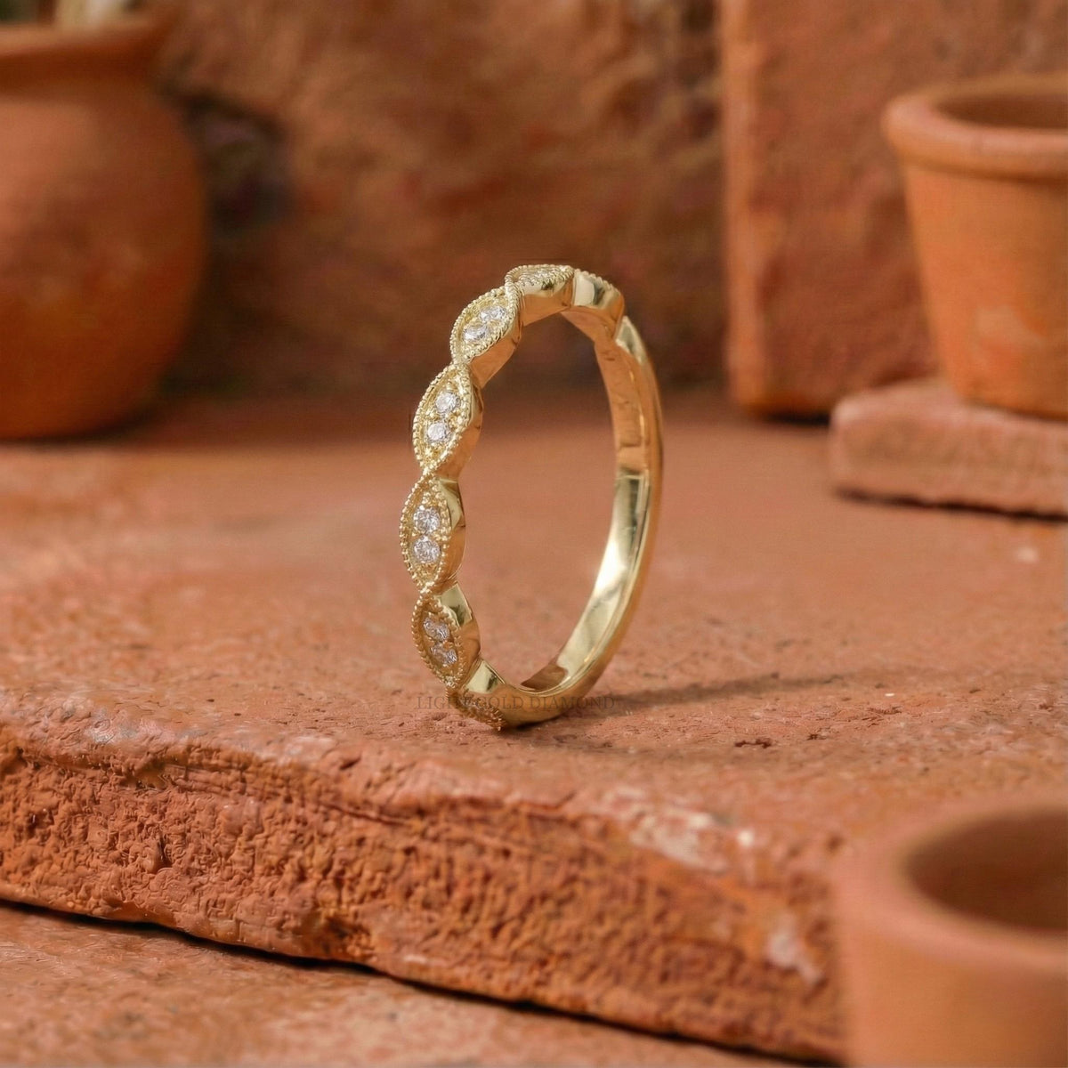 Art Deco Lab Grown Diamond Half Eternity Band