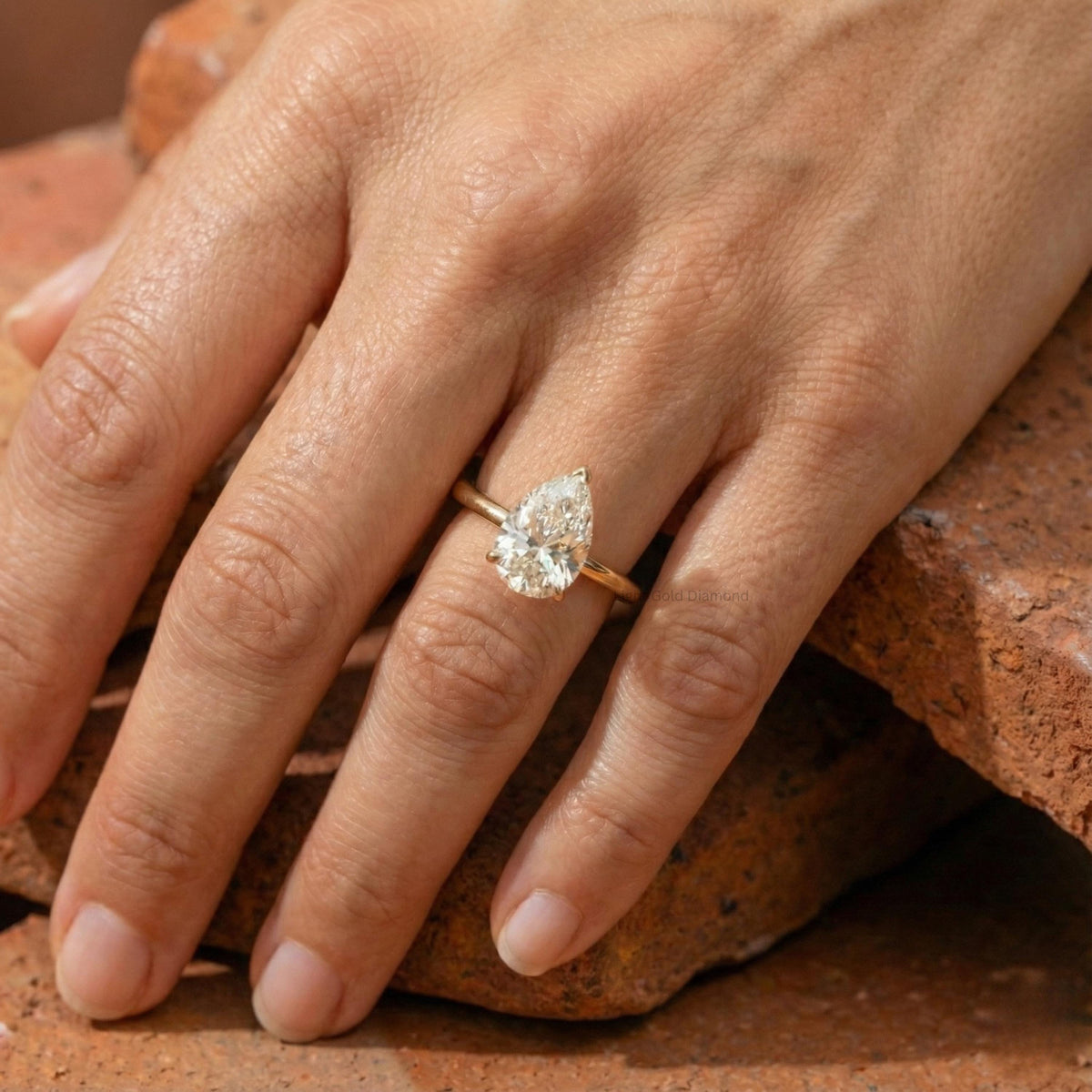2 Carat Lab Grown Pear Diamond Engagement Ring