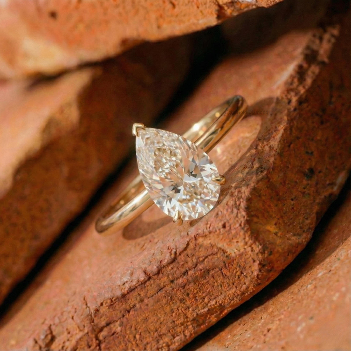 2 Carat Lab Grown Pear Diamond Engagement Ring