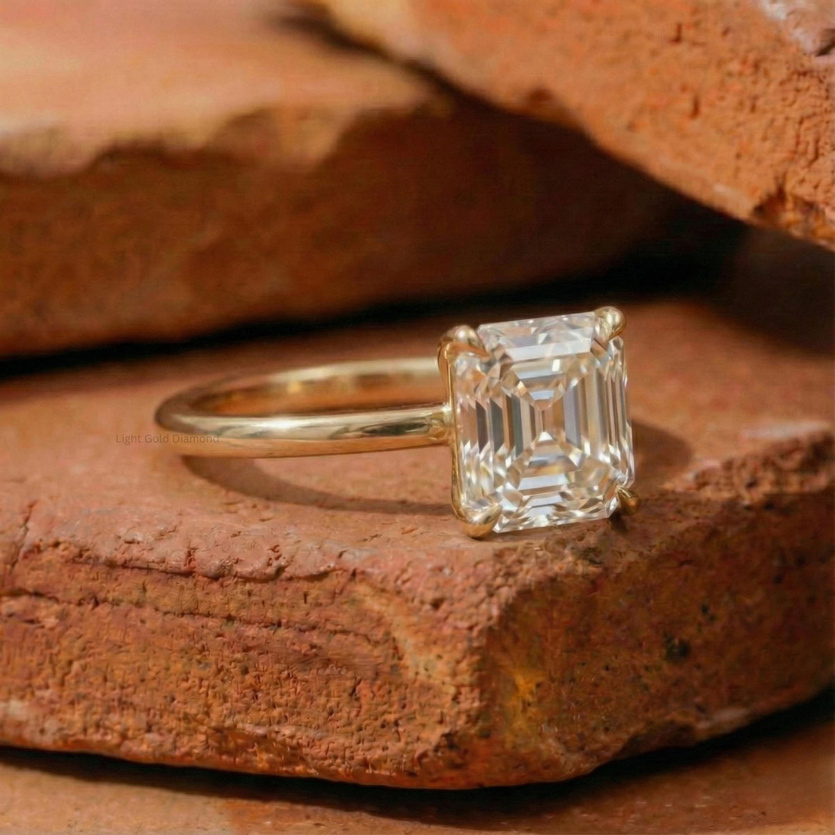 Asscher Diamond Solitaire Engagement Ring