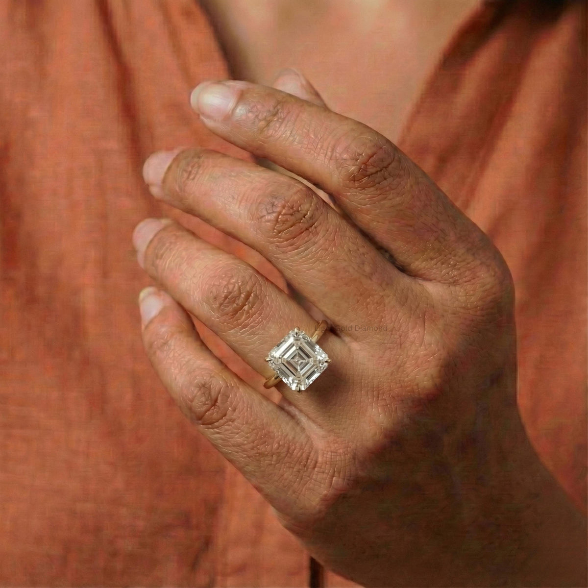 Asscher Diamond Solitaire Engagement Ring