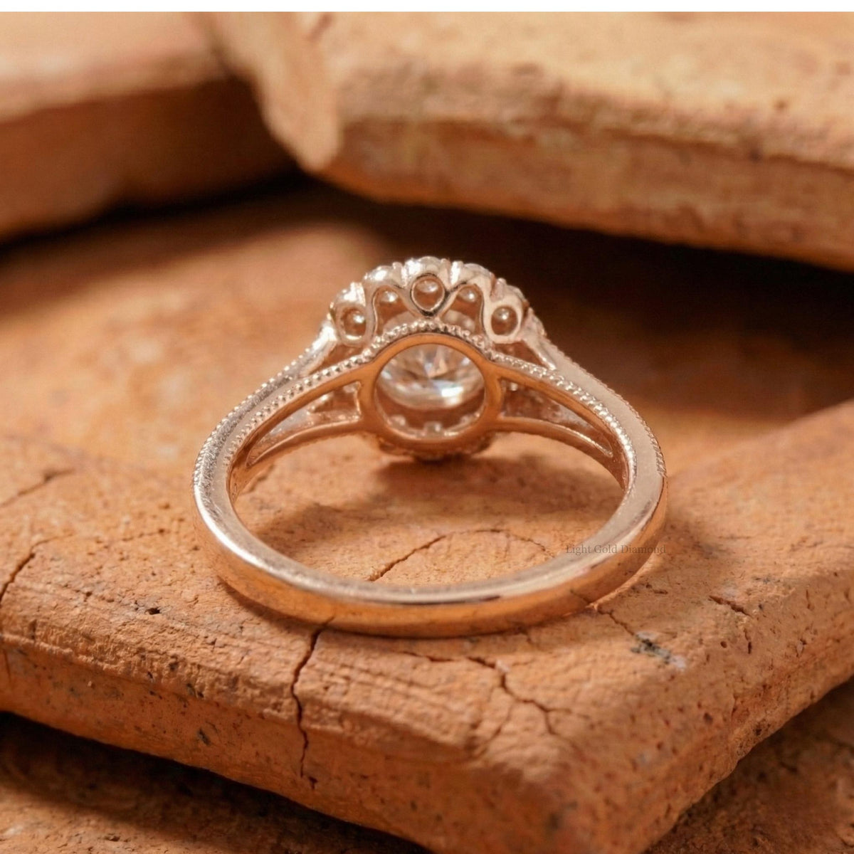 Round Lab Grown Diamond Floral Engagement Ring