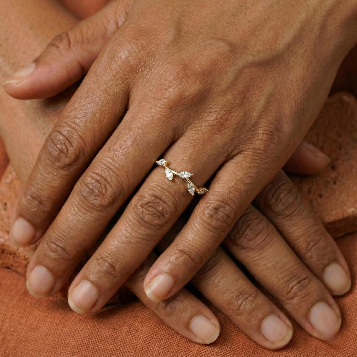 Marquise Lab Grown Diamond Nature Inspired Wedding Band
