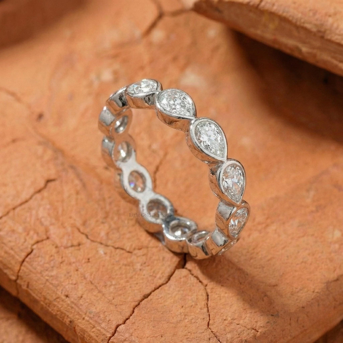 Lab Grown Pear Diamond Bezel Set Eternity Band