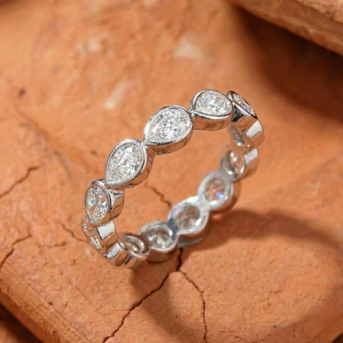 Lab Grown Pear Diamond Bezel Set Eternity Band