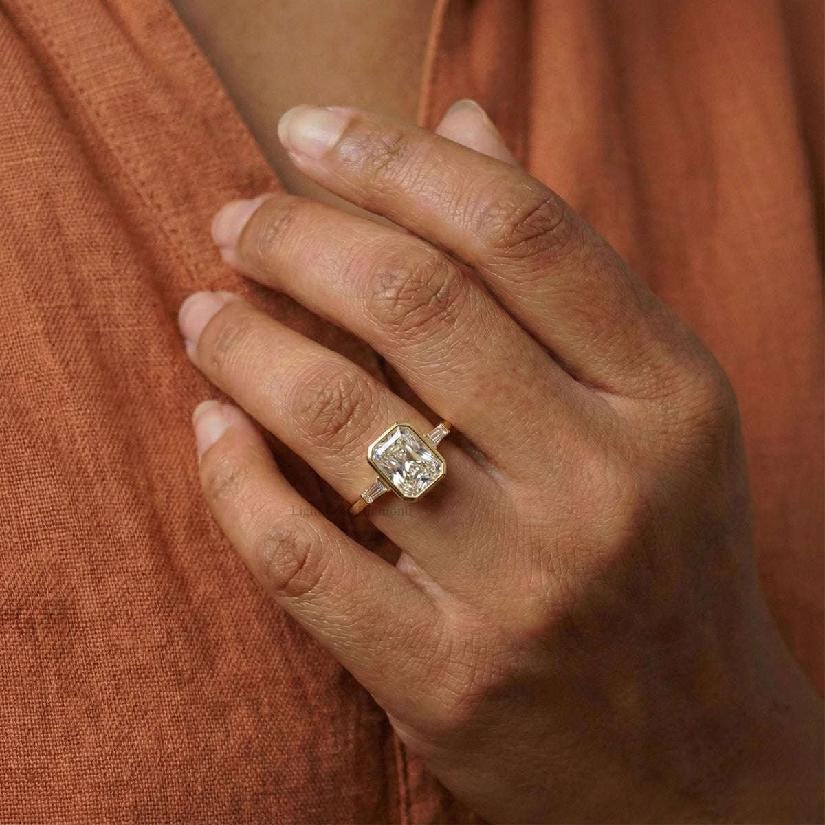 3.00 To 5.00 CT Radiant Cut Lab Grown Diamond Bezel Set Ring