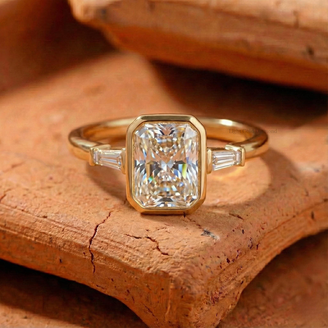 3.00 To 5.00 CT Radiant Cut Lab Grown Diamond Bezel Set Ring