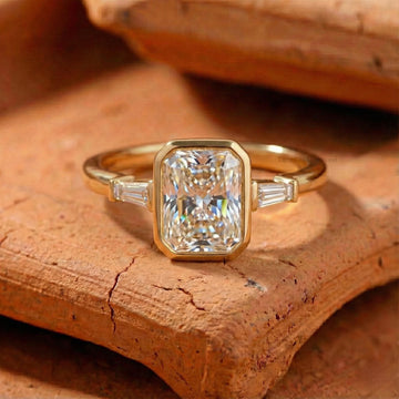 3.00 To 5.00 CT Radiant Cut Lab Grown Diamond Bezel Set Ring