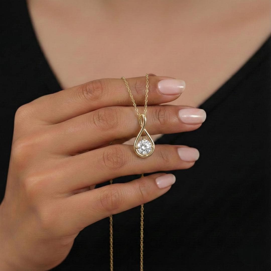 Round Cut Lab Grown Diamond Dainty Pendant