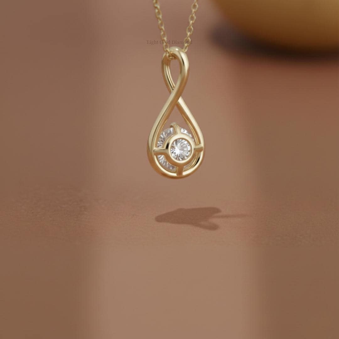 Round Cut Lab Grown Diamond Dainty Pendant
