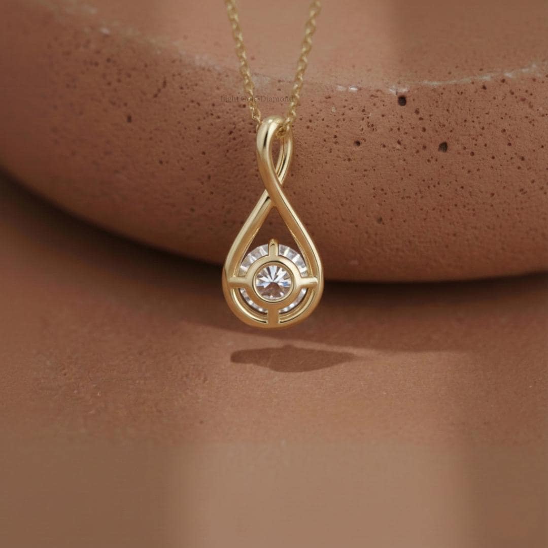 Round Cut Lab Grown Diamond Dainty Pendant