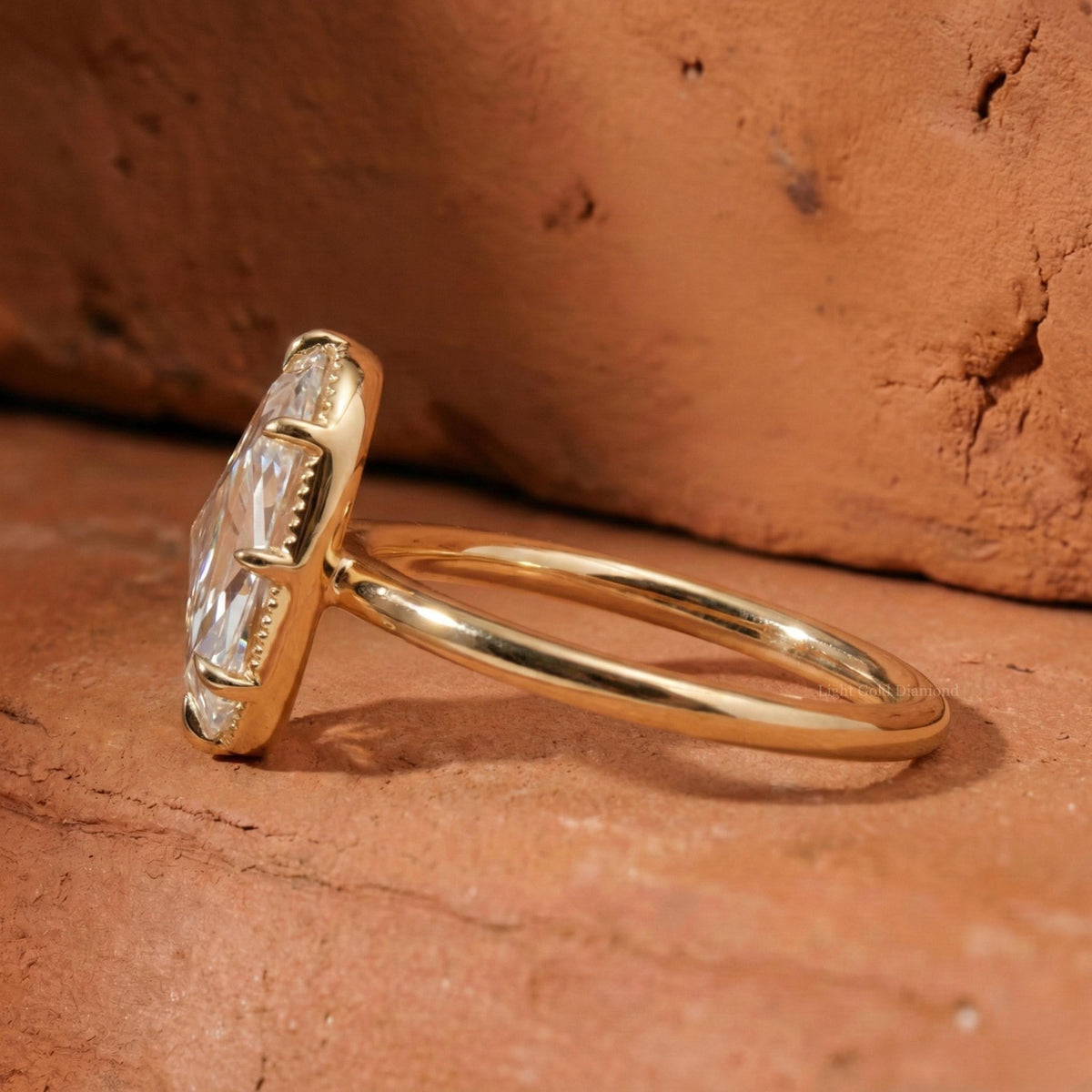 Old Mine Oval Cut Lab Grown Diamond Solitaire Engagement Ring