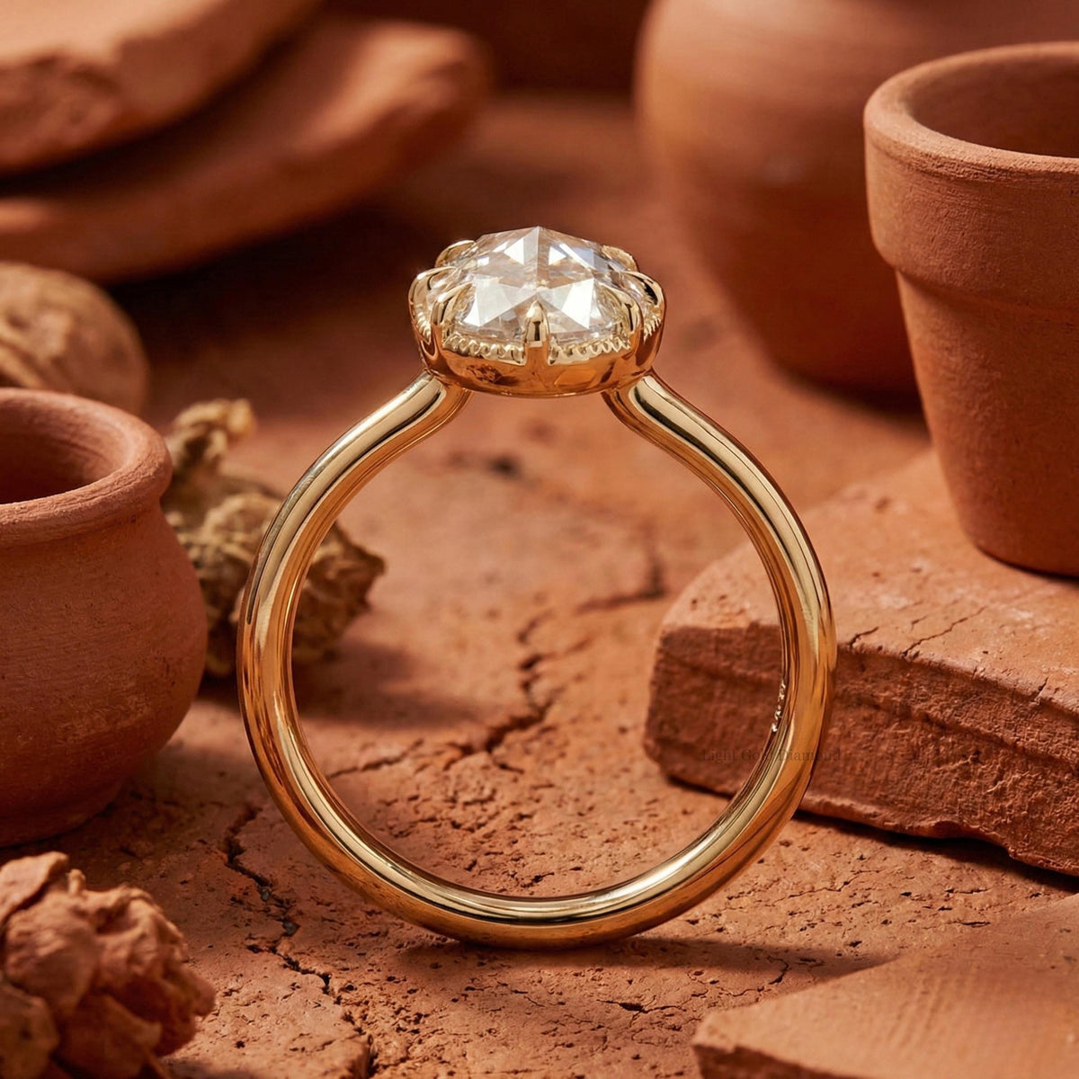 Old Mine Oval Cut Lab Grown Diamond Solitaire Engagement Ring