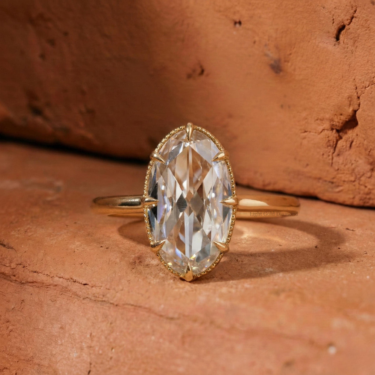 Old Mine Oval Cut Lab Grown Diamond Solitaire Engagement Ring