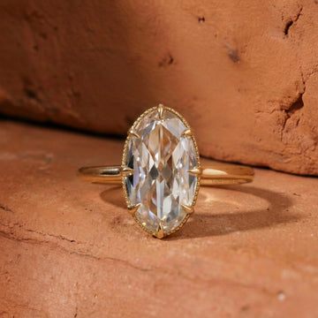 Old Mine Oval Cut Lab Grown Diamond Solitaire Engagement Ring