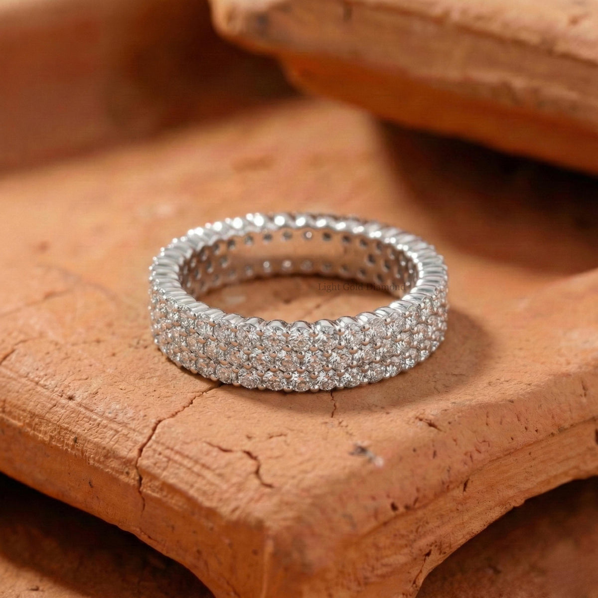 Round Lab-Grown Diamond Pave-Set Eternity Wedding Band