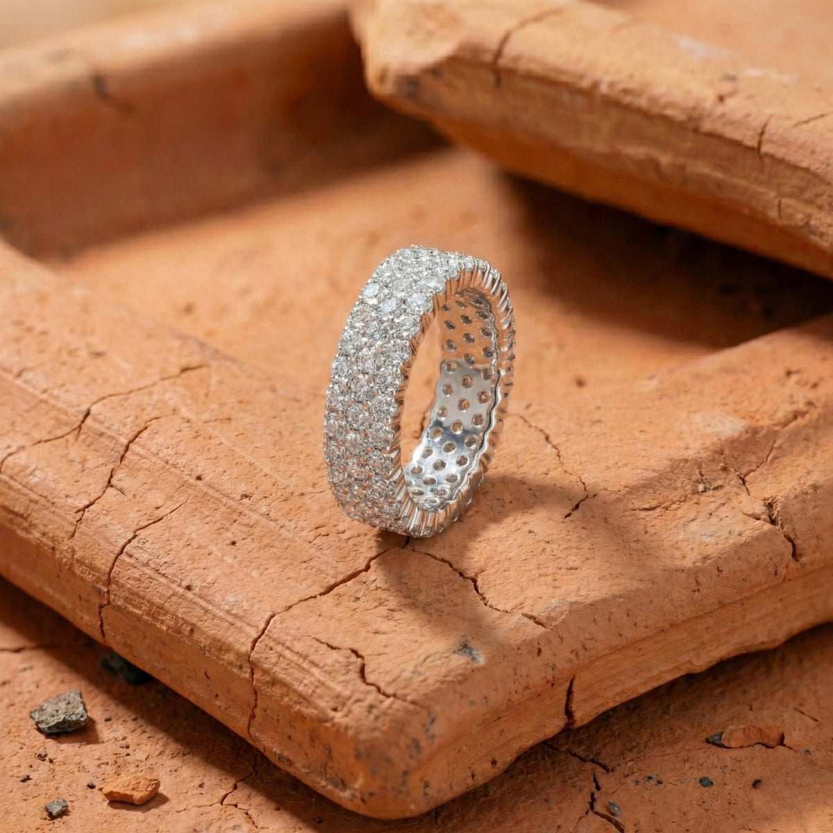 Round Lab-Grown Diamond Pave-Set Eternity Wedding Band