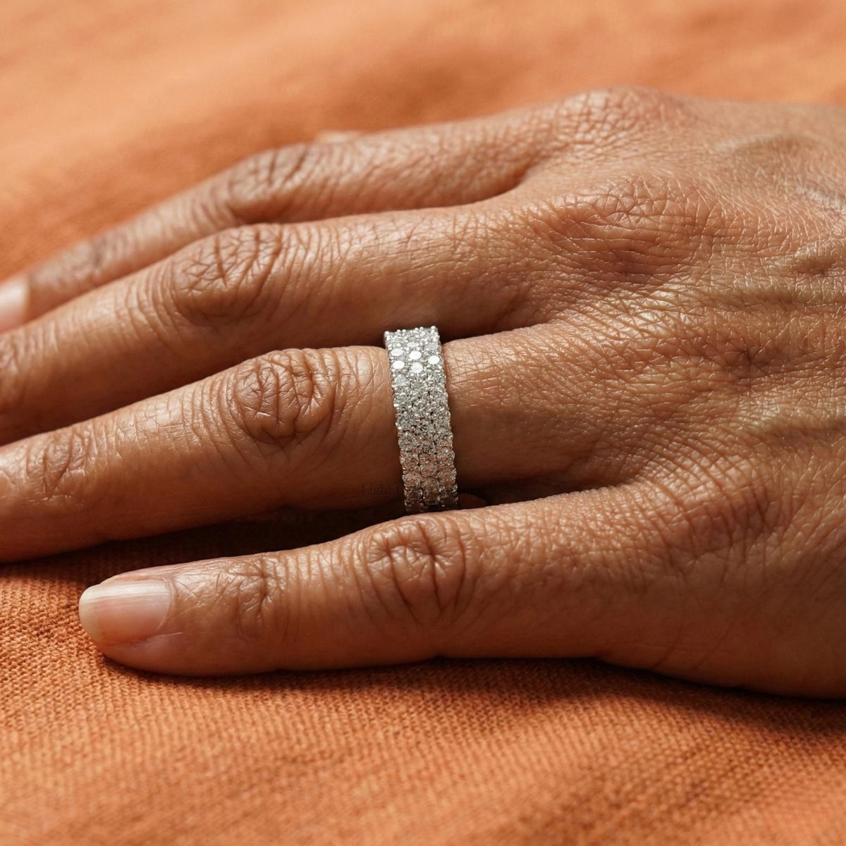 Round Lab-Grown Diamond Pave-Set Eternity Wedding Band