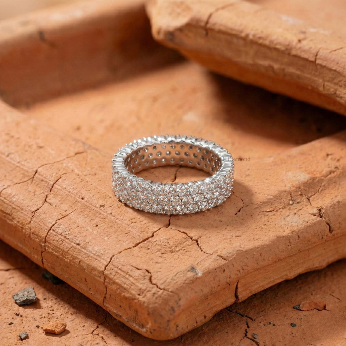 Round Lab-Grown Diamond Pave-Set Eternity Wedding Band