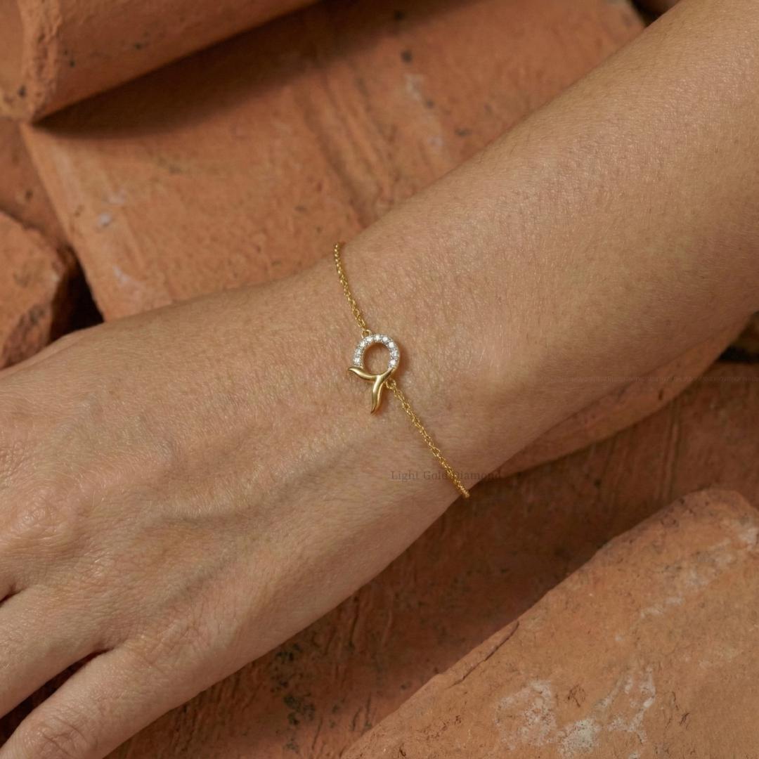 Round Cut Lab Grown Diamond Open Circle Bracelet